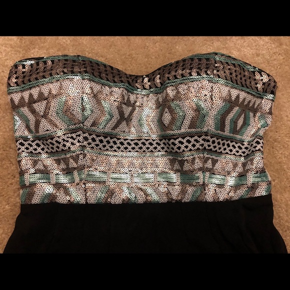Strapless Forever 21 dress sequin tribal and black - Picture 3 of 5
